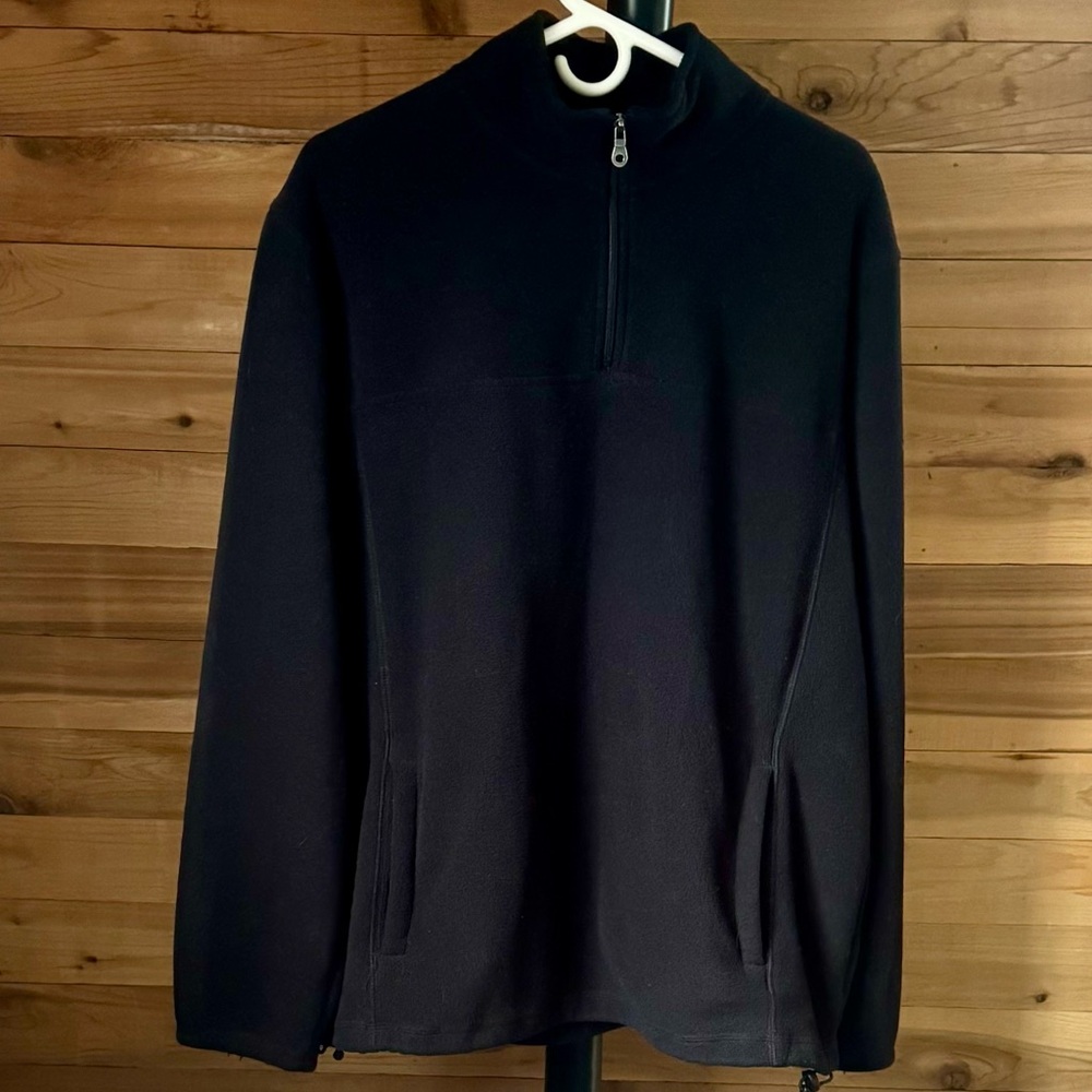 Croft & Barrow Men's Black Quarter Zip Fleece Pullover Large Soft Warm Fall EUC - Picture 8 of 8